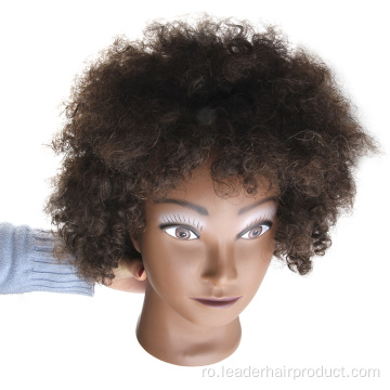 Cap de manechin din păr uman Cap de antrenament Afro negru